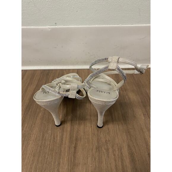 Stuart Weitzman Gray Diamond Crystal Strappy High Heeled Sandals Sz 9 - Picture 5 of 7